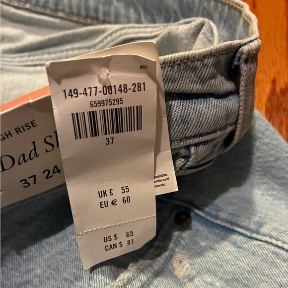 New Abercrombie & Fitch The Dad Short Size 37 / 24 High Rise Blue Jean Shorts - Picture 7 of 10